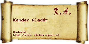 Kender Aladár névjegykártya